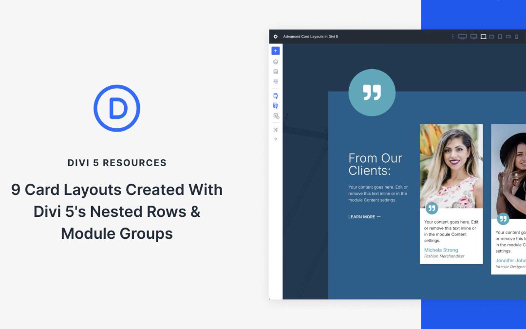 9 Card Layouts Created With Divi 5’s Nested Rows & Module Groups