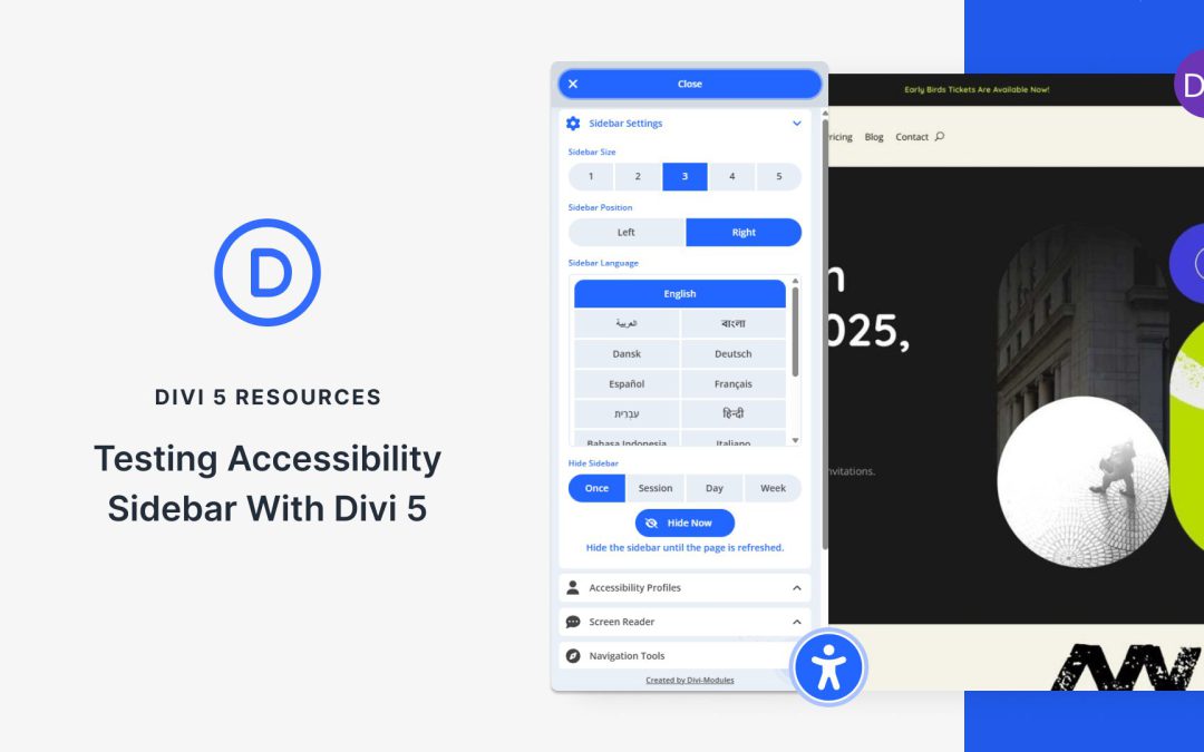 Testing Accessibility Sidebar With Divi 5
