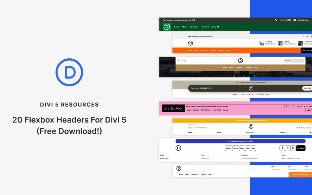 20 Flexbox Headers For Divi 5 (Free Download!)