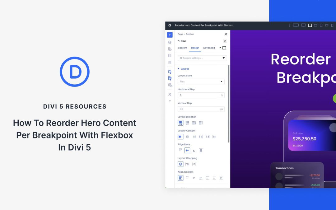 How To Reorder Hero Content Per Breakpoint With Flexbox In Divi 5