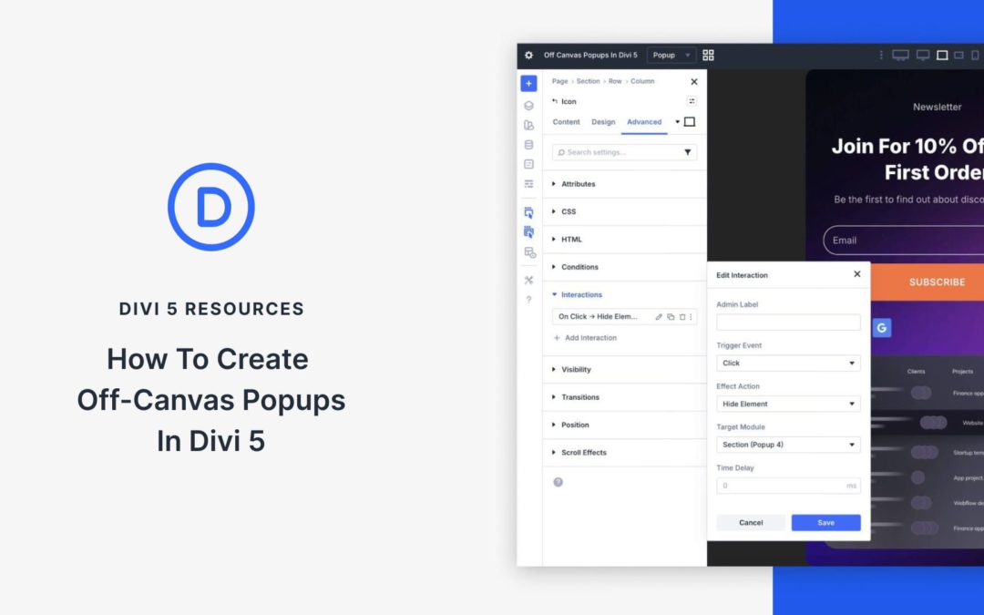 How To Create Off-Canvas Popups In Divi 5