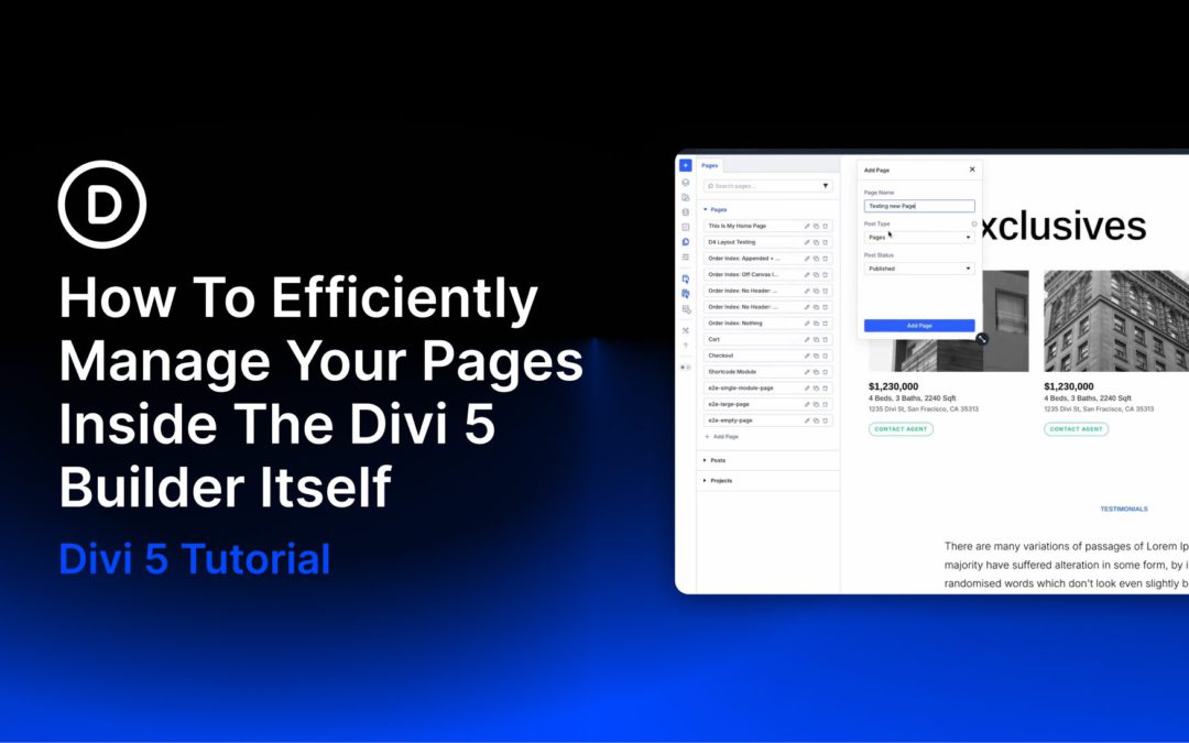 How To Efficiently Manage Your Pages Inside The Divi 5 Builder Itself