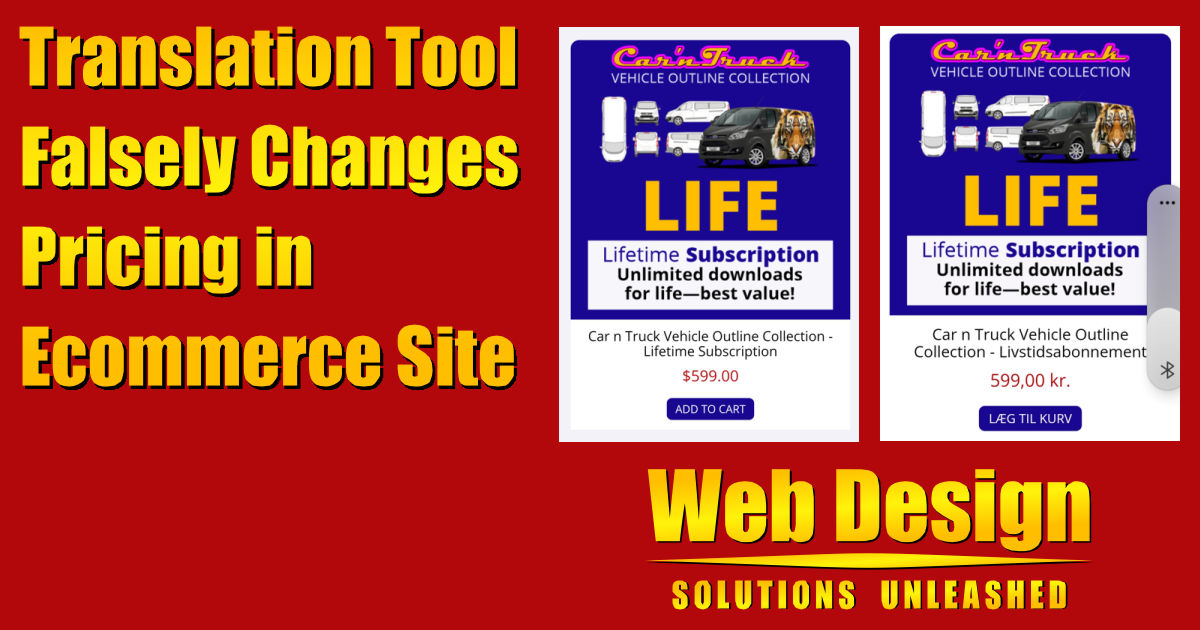 Translation Tool Falsely Changes Pricing in Ecommerce Site